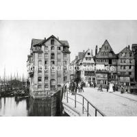 X002155 Altes Bild aus der Hamburger Altstadt bei der Hohen Brücke am Binnenhafen | Binnenhafen - historisches Hafenbecken in der Hamburger Altstadt.